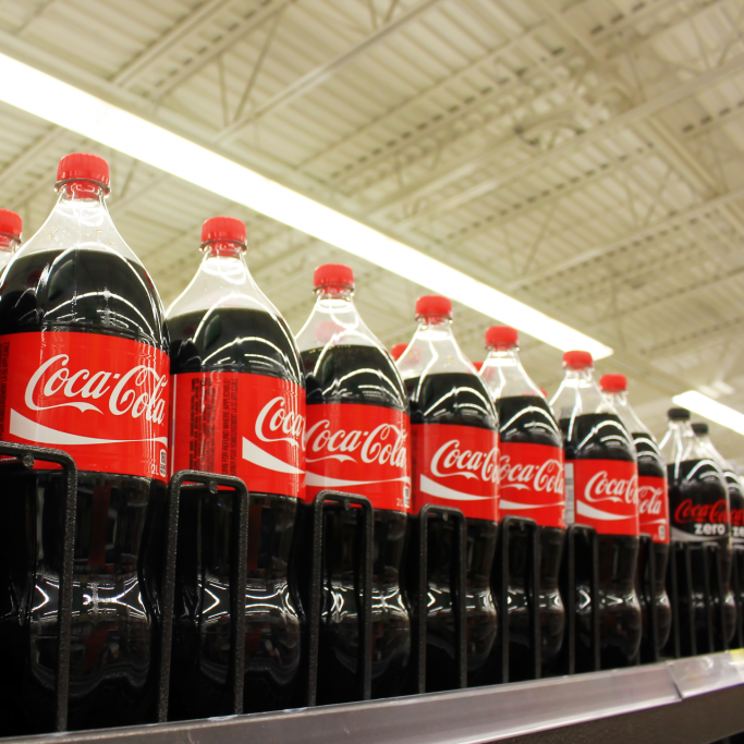cola lined up in store
