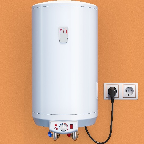 tank water heater plugged to a wall outlet