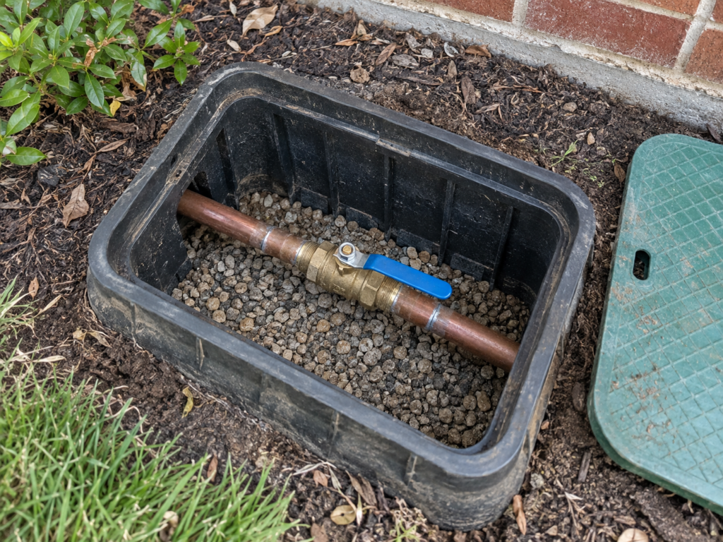 Example of a private main water shutoff at a home