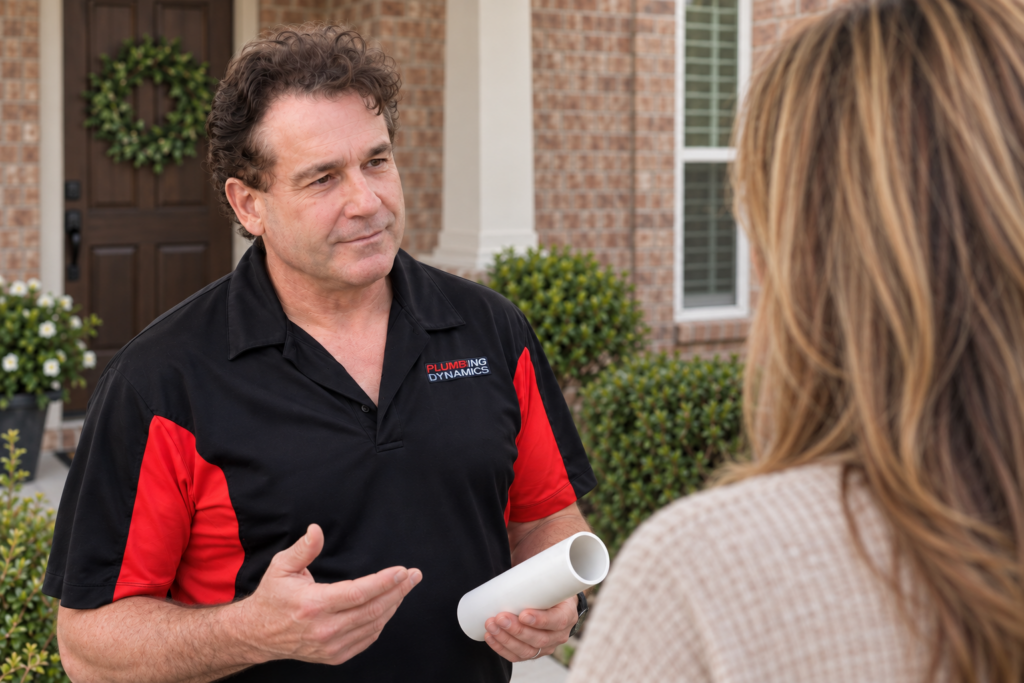 Plumbing Dynamics team member at a residential property